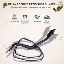 Outsunny Patio Adjust Lounge Chair Rocker Outdoor w/ Pillow, Footrest- Black