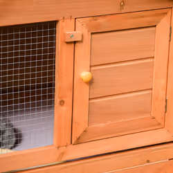 PawHut Deluxe Fir Wood Rabbit Hutch 2-Tier Metal Guinea Pig Small Animal House