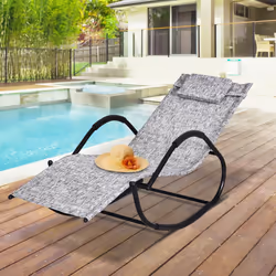 Outsunny Patio Rocking Lounge Chair Zero Gravity Chaise w/ Padded Pillow Grey