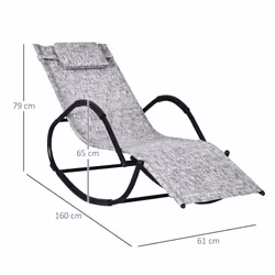 Outsunny Patio Rocking Lounge Chair Zero Gravity Chaise w/ Padded Pillow Grey