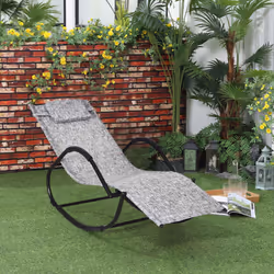 Outsunny Patio Rocking Lounge Chair Zero Gravity Chaise w/ Padded Pillow Grey - Additional view 4