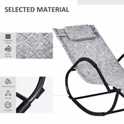 Outsunny Patio Rocking Lounge Chair Zero Gravity Chaise w/ Padded Pillow Grey - Additional view 7