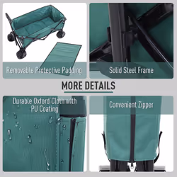 Outsunny Outdoor Cart Folding Cargo Wagon Trailer Beach w/ Handle Green - Additional view 4