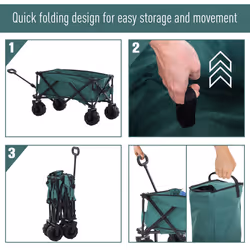 Outsunny Outdoor Cart Folding Cargo Wagon Trailer Beach w/ Handle Green - Additional view 5