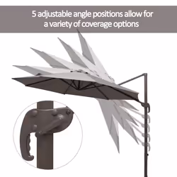 Outsunny 3M Cantilever Parasol Aluminium Garden Umbrella with Crank, Grey