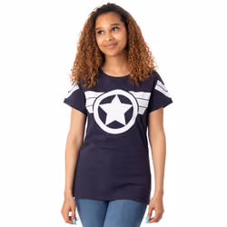 Marvel Short Sleeved T-Shirt (Womens Blue) - Small