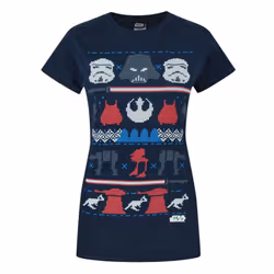 Star Wars Short Sleeved T-Shirt (Womens Blue) - X-Large