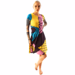 Nightmare Before Christmas Sally Women's Short Sleeve Costume Dress - 2XL