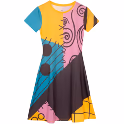 Nightmare Before Christmas Sally Women's Short Sleeve Costume Dress - 2XL