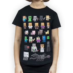 Minecraft Sprites Girl's Black Short Sleeve T-Shirt - 12-13 Years