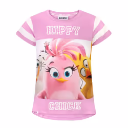 Angry Birds Short Sleeved T-Shirt (Girls Pink) - 7-8 Years