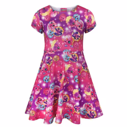Shopkins Short Sleeve Skater Dress (Girls Pink) - 11-12 Years
