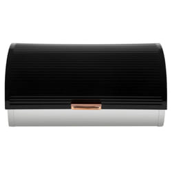 Tower Linear Roll Top Bread Bin Fresh Storage - Stainless Steel, Black/Rose Gold