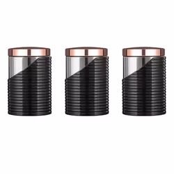 Tower T826001RB 3pc Linear Storage Canister, Black & Rose Gold Kitchen Jars