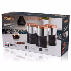 Tower T826001RB 3pc Linear Storage Canister, Black & Rose Gold Kitchen Jars - Additional view 4