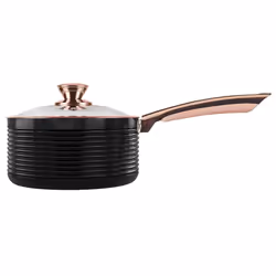 Tower 3pc Linear Non-Stick Saucepan Set | Black & Rose Gold Aluminium Pans - Additional view 5