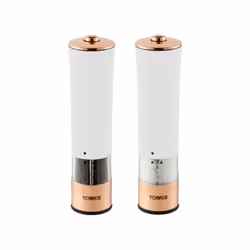 Tower T847003RB Electric Salt & Pepper Mill Set - Rose Gold - White