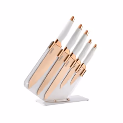 5pc Tower Kitchen Knife Set With Knife Block  Rose Gold
