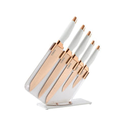 5pc Tower Kitchen Knife Set With Knife Block  Rose Gold