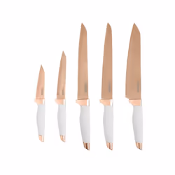 5pc Tower Kitchen Knife Set With Knife Block  Rose Gold