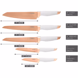 5pc Tower Kitchen Knife Set With Knife Block  Rose Gold