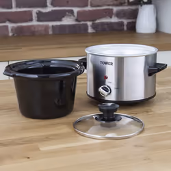 Tower Stainless Steel Slow Cooker with 3 Heat Settings, Keep Warm Function, Tempered Glass Lid, Removable Ceramic Pot, 1.5 Litre, 120 W, Silver - Additional view 6