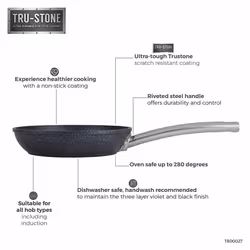 Tower TruStone Hard -Wearing 20cm Frying Pan, Non-Stick & Easy Clean in Violet Black - Additional view 6