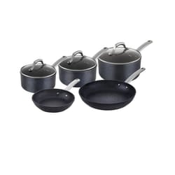 Tower TruStone 5-Piece Pan Set, 16, 18 & 20cm Saucepans with Lids & 20/28cm Frying Pans, Non-Stick in Violet Black