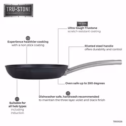 Tower TruStone Hard -Wearing 24cm Frying Pan, Non-Stick & Easy Clean in Violet Black - Additional view 6