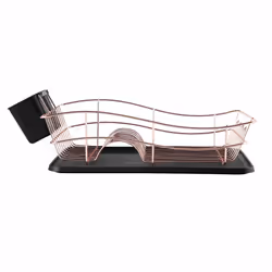 Tower T81400RB Dish Rack with Tray and 2 Removable Cutlery Holders, Black and Rose Gold