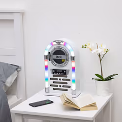iTek I60018CDGW Jukebox CD Player, FM Radio Bluetooth, Gloss White