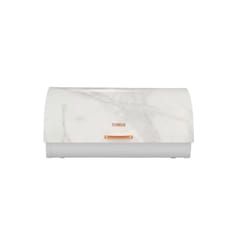 White Marble Rose Gold Roll Top Bread Bin, Stainless Steel,