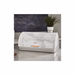 White Marble Rose Gold Roll Top Bread Bin, Stainless Steel,