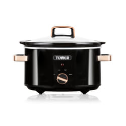 Tower T16018RG Stainless Steel 3.5L Slow Cooker, 210W, Removeable Ceramic Pot in Black & Rose Gold