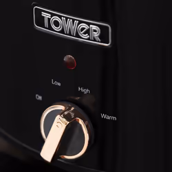 Tower T16018RG Stainless Steel 3.5L Slow Cooker, 210W, Removeable Ceramic Pot in Black & Rose Gold