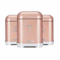 Tower T826015R Kitchen Storage Canisters, Glitz, Blush Pink, Set of 3