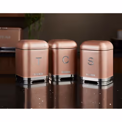 Tower T826015R Kitchen Storage Canisters, Glitz, Blush Pink, Set of 3