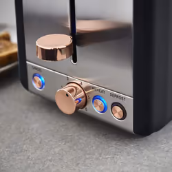 Black & Rose Gold Cavaletto 2 Slice Toaster, 6 Browning Settings