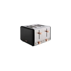Tower T20051RG Cavaletto 4 Slice Toaster, 7 Browning Settings and Removable Crumb Tray, Stainless Steel, 1800W, Black and Rose Gold