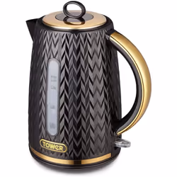 Tower Empire T10052BLK 3KW 1.7L Kettle Black with Brass Accents