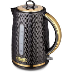 Tower Empire T10052BLK 3KW 1.7L Kettle Black with Brass Accents