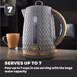Tower  T10052GRY Empire 1.7L Kettle with Rapid Boil, 3000 W, Grey with Brass Accents - Additional view 4