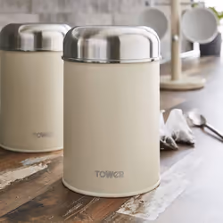 Tower T826101PEB Kitchen Storage Infinity Set of 3 Canisters, Cream Pebble Stone