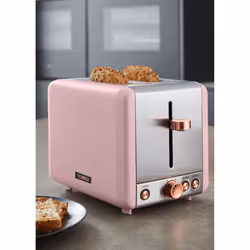Tower Cavaletto 850W 2 Slice Toaster S/Sl Marshmallow Pink and Rose Gold