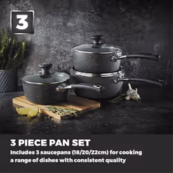 Tower T900111 Precision 3 Piece Non-Stick Saucepan Set, Black - Additional view 6