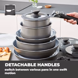 Tower Freedom T800200 13 Piece Cookware Set, Detachable Handles, Graphite