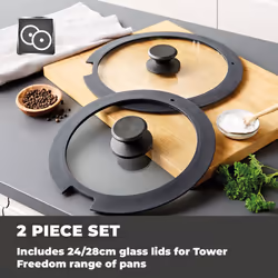 Tower Freedom T800206 2 Piece 24/28cm Silicone Glass Lids - Additional view 2