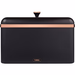 Tower T826130BLK Cavaletto Bread Bin Storage, Carbon Steel, Removable Lid, Black and Rose Goldâ¦
