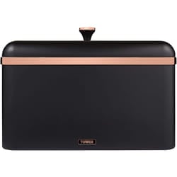 Tower T826130BLK Cavaletto Bread Bin Storage, Carbon Steel, Removable Lid, Black and Rose Goldâ¦