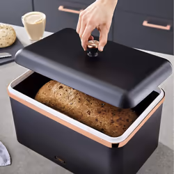 Tower T826130BLK Cavaletto Bread Bin Storage, Carbon Steel, Removable Lid, Black and Rose Goldâ¦